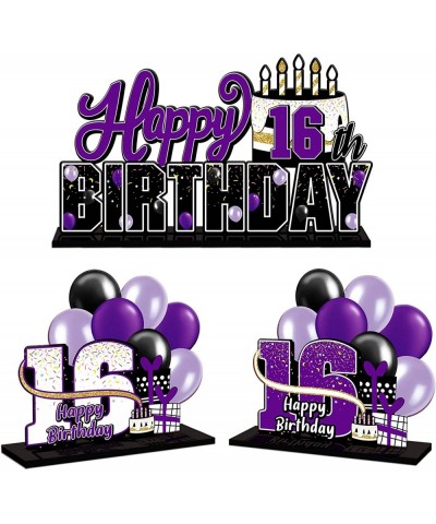 Happy 16th Birthday Purple Acrylic Table Topper Centerpieces Set - Cheers to Sixteen Years Old Birthday 16th Bday Party Gift ...