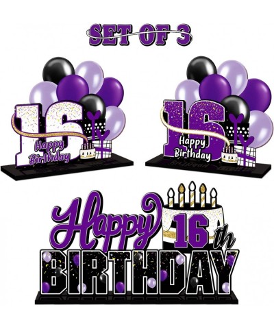 Happy 16th Birthday Purple Acrylic Table Topper Centerpieces Set - Cheers to Sixteen Years Old Birthday 16th Bday Party Gift ...