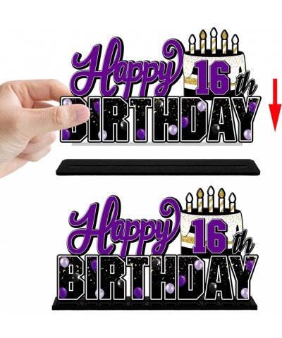 Happy 16th Birthday Purple Acrylic Table Topper Centerpieces Set - Cheers to Sixteen Years Old Birthday 16th Bday Party Gift ...