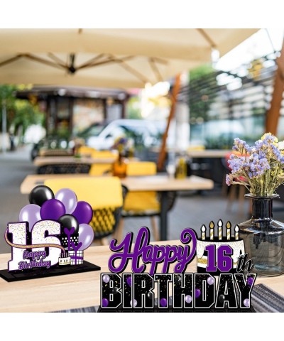 Happy 16th Birthday Purple Acrylic Table Topper Centerpieces Set - Cheers to Sixteen Years Old Birthday 16th Bday Party Gift ...