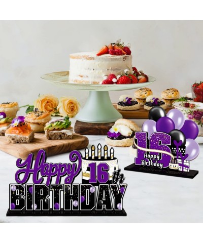 Happy 16th Birthday Purple Acrylic Table Topper Centerpieces Set - Cheers to Sixteen Years Old Birthday 16th Bday Party Gift ...