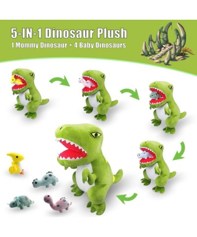 25.2 Inch Hatchable Plush Dinosaur Stuffed Animal T-Rex Mommy Stuffed Dinosaur with 4 Baby Dinosaur Plush Toys Hip with Zippe...