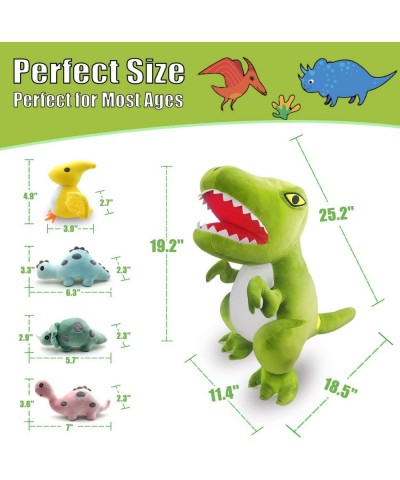 25.2 Inch Hatchable Plush Dinosaur Stuffed Animal T-Rex Mommy Stuffed Dinosaur with 4 Baby Dinosaur Plush Toys Hip with Zippe...