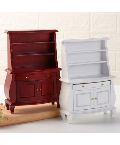 Mini 1/12 Scale Retro Cabinet Wooden Doll House Furniture Dollhouse Accessories Showcase Cabinet Cupboard Dollhouse Kitchen L...