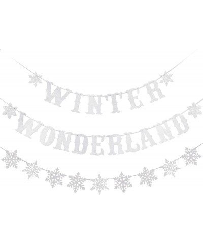 Silver Glitter Snowflake Winter Wonderland Banner & Snowflake Banner- Winter Wonderland Decor Winter Baby Shower Decorations ...