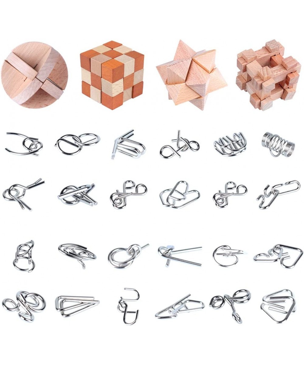 Brain Teaser Puzzle for Kids Adults Puzzle Games Wooden and Metal 3D Unlock Interlocking Puzzle Educational Toy 28Pcs $51.06 ...