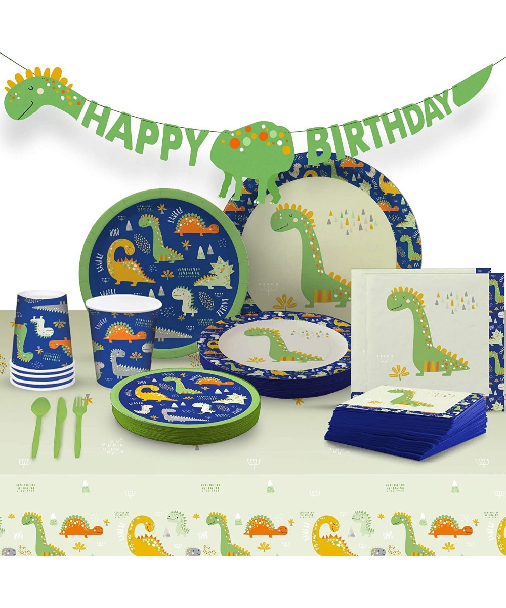 Dinosaur Party Supplies - Dinosaur Decorations for Birthday Party - 16 Guests - Plates Cups Napkins Banner Table Cover Utensi...