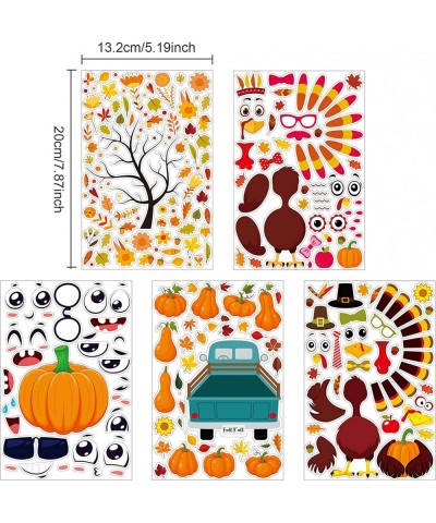 25 Pieces Make-A-Face Thanksgiving Sticker Mix and Match Thanksgiving Stickers Make A Turkey Stickers Thanksgiving Party Game...