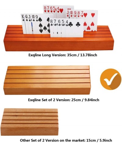 Wood Playing Card Holders Tray Racks Organizer Set of 2 for Kids Seniors Adults - 9.84In 3.1Inch Latest Version Portable Enou...