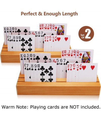 Wood Playing Card Holders Tray Racks Organizer Set of 2 for Kids Seniors Adults - 9.84In 3.1Inch Latest Version Portable Enou...