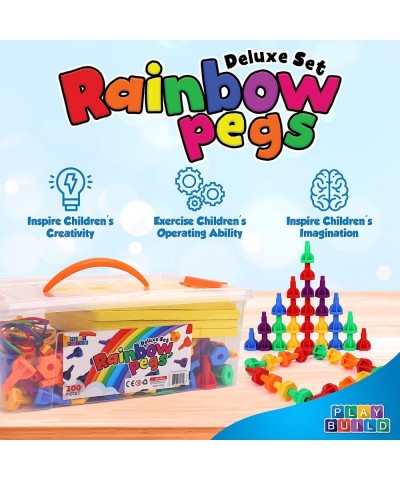 Rainbow Pegs and Board Deluxe 200pc Set Montessori Baby Toys Stacking and Lacing Pegs Baby and Toddler Toys Play and Learn ST...