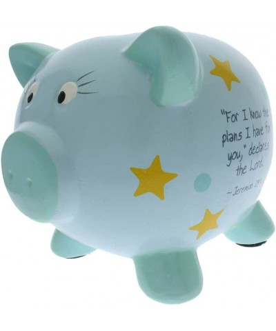 Piggy Bank Christian Inspirational Ceramic Blue Boys Child $45.56 Kids' Money Banks