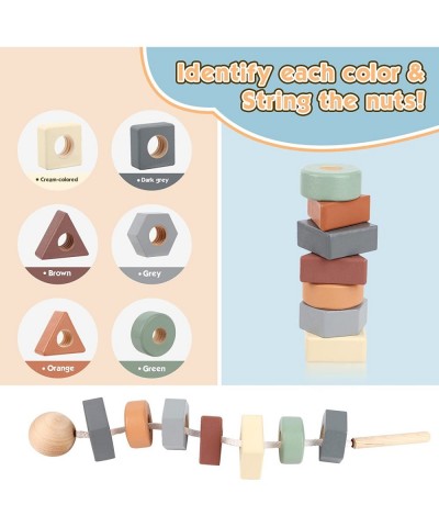 Wooden Nuts and Bolts Toys for Toddlers 30 PCS Occupational Therapy Montessori Toys Lacing Beads Matching Games Fine Motor Sk...