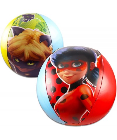 Miraculous Ladybug Pool Toys Set - 5 Pc Miraculous Ladybug Beach Bundle with Miraculous Ladybug Beach Ball Swim Ring Water Bl...