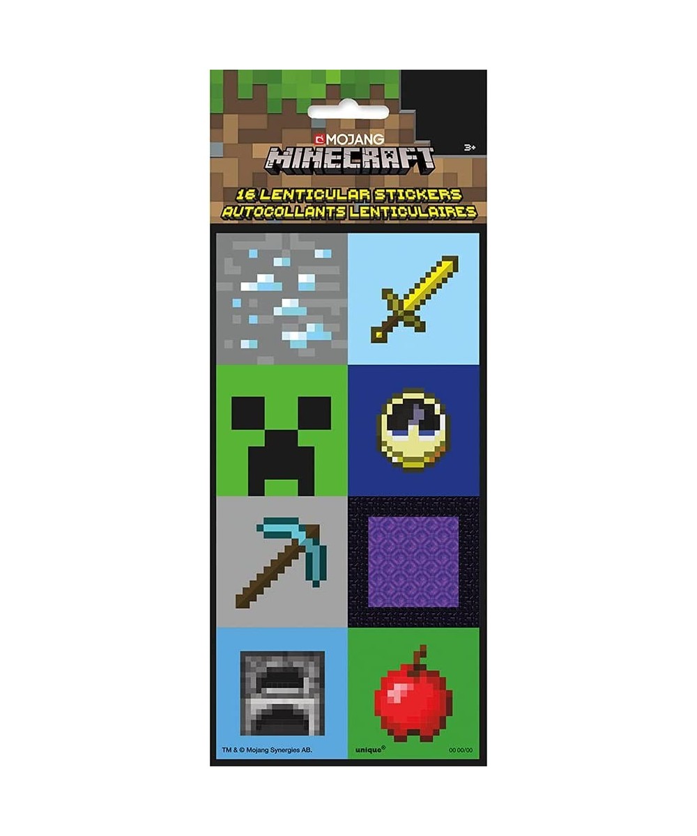 Minecraft Lenticular 3D Stickers | Assorted | 16 Pcs 4" X 7.75" Multicolor $13.17 Kids' Stickers