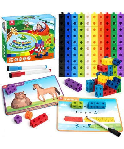 Math Cubes Manipulatives Number Counting Blocks with Activity Snap Linking Cube Math Construction Toy Gift for Preschool Kind...