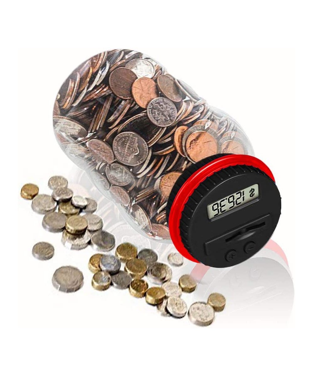 Clear Digital Coin Bank for U.S. Pennies Nickels Dimes Quarters Half Dollars Dollar Coins (Red) $23.01 Money & Banking Play Toys