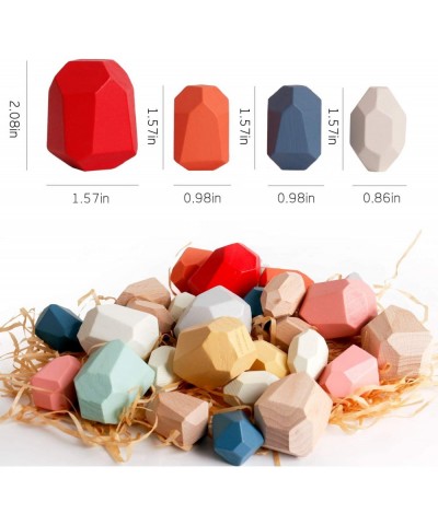 36 PCs Wooden Sorting Stacking Rocks Balancing Stones Educational Preschool Learning Montessori Toys Building Blocks Game for...