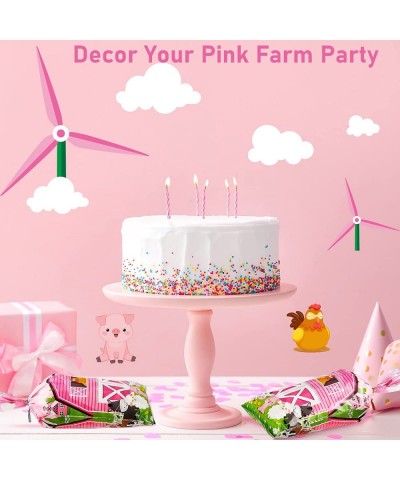 100 Pcs Pink Farm Animals Party Cellophane Treat Bags Farmhouse Plastic Goodie Candy Favor Bags Treat Bags with 100 Twist Tie...