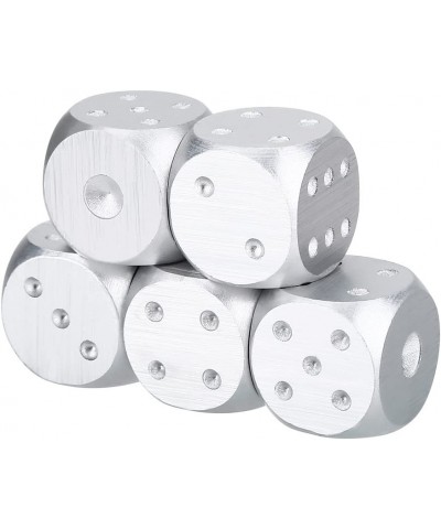 Precision Aluminum Alloy Dice Solid Metal Dice Set Table Game Dice Poker Games Dices Set with Case 5pcs (Silver-Rectangle Box...