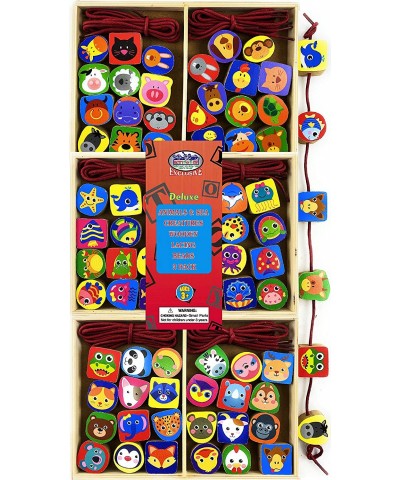 Deluxe Wooden Lacing Beads Animals Sea Animals & Vehicles Gift Set Bundle - 3 Pack (24 Pieces Each 72 Pieces Total) $23.50 Ea...