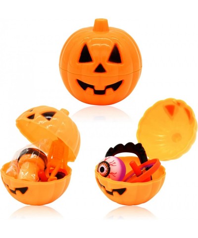 Halloween Party Favors Set 24 Prefilled Pumpkin Boxes Vampire Teeth Eyeballs Spider Rings Halloween Stamps Yo-yos Eye Rings f...