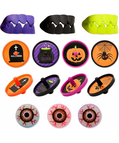 Halloween Party Favors Set 24 Prefilled Pumpkin Boxes Vampire Teeth Eyeballs Spider Rings Halloween Stamps Yo-yos Eye Rings f...