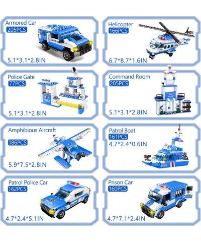 1122 Pcs 8 in 1 City Police Station Building Kit & SWAT Mobile Command Center Truck Building Toy with Helicopter Police Car B...