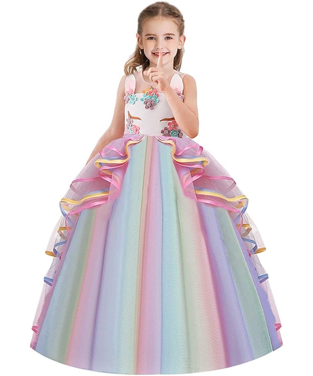 Girls Unicorn Birthday Costume Princess Sleeveless Tulle Dress Halloween Christmas Party Pageant Long Ball Gown $31.87 Kids' ...