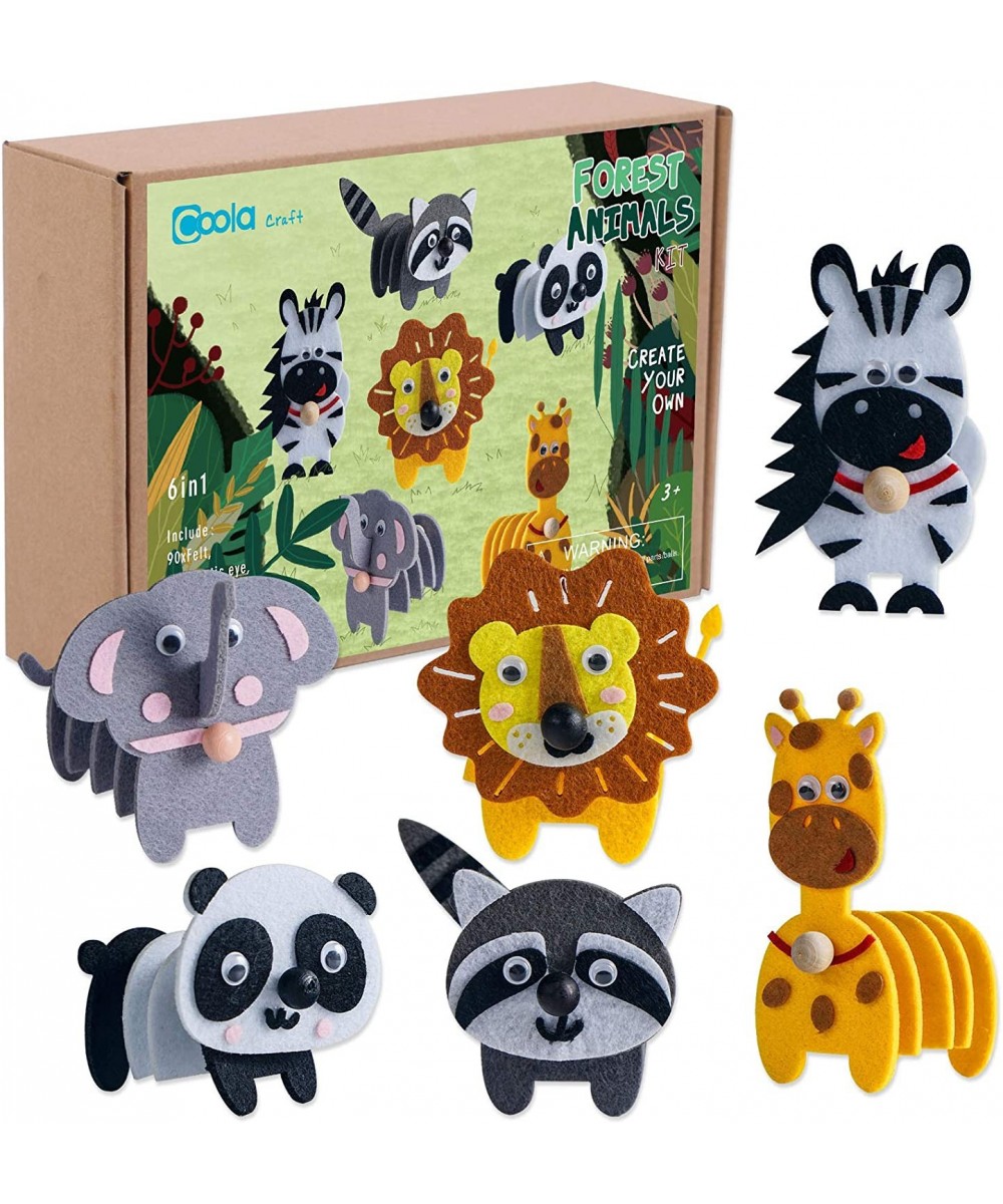 Animals Craft Kit - Educational Toys for Kids Felt Craft Kit Including 6 Wild Friends Elephant Zebra Panda Lion Raccoon Giraf...