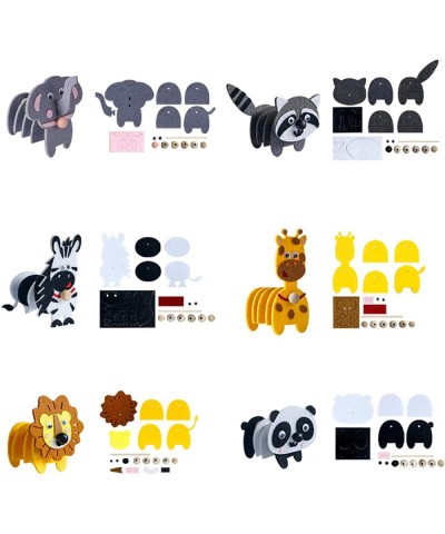 Animals Craft Kit - Educational Toys for Kids Felt Craft Kit Including 6 Wild Friends Elephant Zebra Panda Lion Raccoon Giraf...