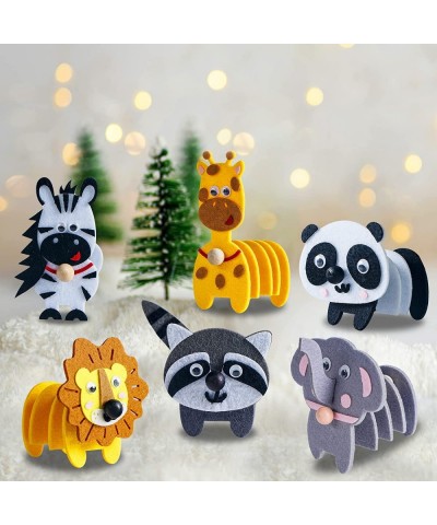 Animals Craft Kit - Educational Toys for Kids Felt Craft Kit Including 6 Wild Friends Elephant Zebra Panda Lion Raccoon Giraf...