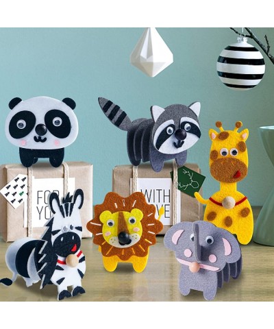 Animals Craft Kit - Educational Toys for Kids Felt Craft Kit Including 6 Wild Friends Elephant Zebra Panda Lion Raccoon Giraf...