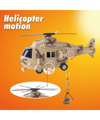 Military Army Toys Action Soldier Figures and Vehicles Set - Army Helicopter Toy Truck Quadbike - Lights and Sounds - Frictio...