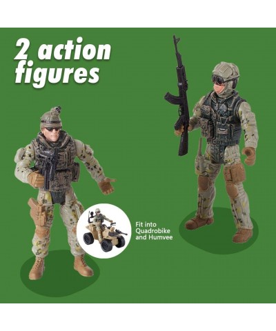 Military Army Toys Action Soldier Figures and Vehicles Set - Army Helicopter Toy Truck Quadbike - Lights and Sounds - Frictio...