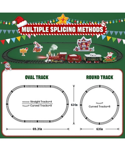 Train Set Remote Control Electric Train Toy with Smoke Light and Music Kids Train Track with Rechargeable Battery Santa Claus...