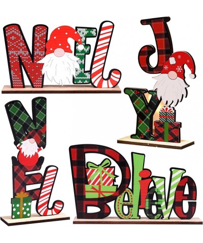 4pcs Christmas Wooden Table Decoration Centerpieces for Tables Xmas Table Decor Centerpiece Signs Toppers Wooden Letters Chri...