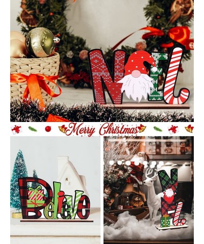 4pcs Christmas Wooden Table Decoration Centerpieces for Tables Xmas Table Decor Centerpiece Signs Toppers Wooden Letters Chri...