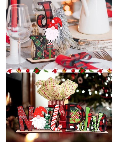 4pcs Christmas Wooden Table Decoration Centerpieces for Tables Xmas Table Decor Centerpiece Signs Toppers Wooden Letters Chri...