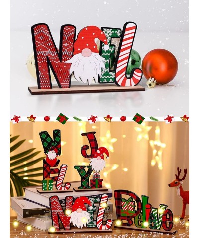 4pcs Christmas Wooden Table Decoration Centerpieces for Tables Xmas Table Decor Centerpiece Signs Toppers Wooden Letters Chri...