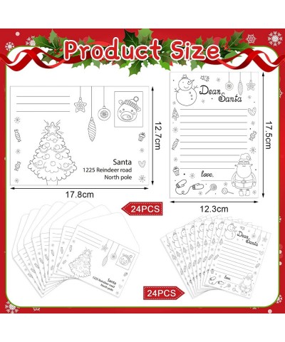 24 Sets Color Your Own Letter to Santa DIY Letters to Santa with Envelopes Coloring Santa Letter Kit for Kids Christmas Craft...