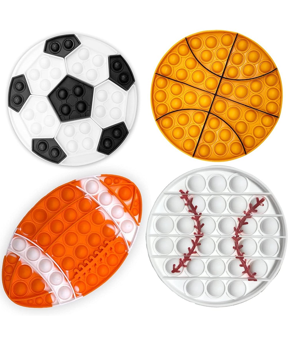 4 Pack Pop Fidget Toy It for Boys Sensory Bubble Football Basketball Baseball Rugby Soccer Push Its Pop Toys Autism Stress Re...