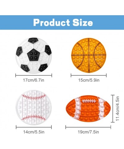 4 Pack Pop Fidget Toy It for Boys Sensory Bubble Football Basketball Baseball Rugby Soccer Push Its Pop Toys Autism Stress Re...