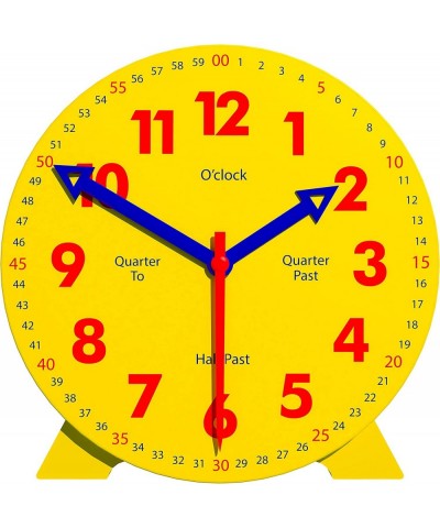 Kids Telling Time Practice Learning Clock 4 Inch Size Teaching Handheld Analog Clock Geared Movement Makes Fingers Move Like ...