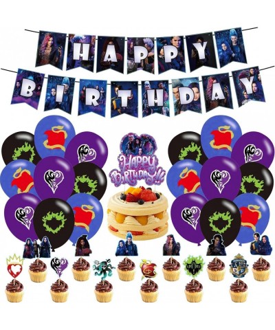 Descendant Party Supplies Descendant Birthday Party Decoration Themed Supplies Including Banners Latex Balloons Cupcake Toppe...