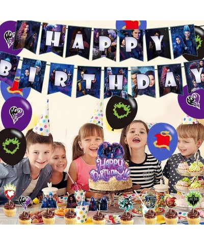 Descendant Party Supplies Descendant Birthday Party Decoration Themed Supplies Including Banners Latex Balloons Cupcake Toppe...