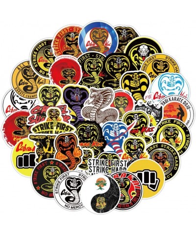 50 Pcs Cobra Stickers for Waterbottles Laptop Phone Skateboard Hydroflasks Cobra Kai Strike First Strike Hard No Mercy Snake ...