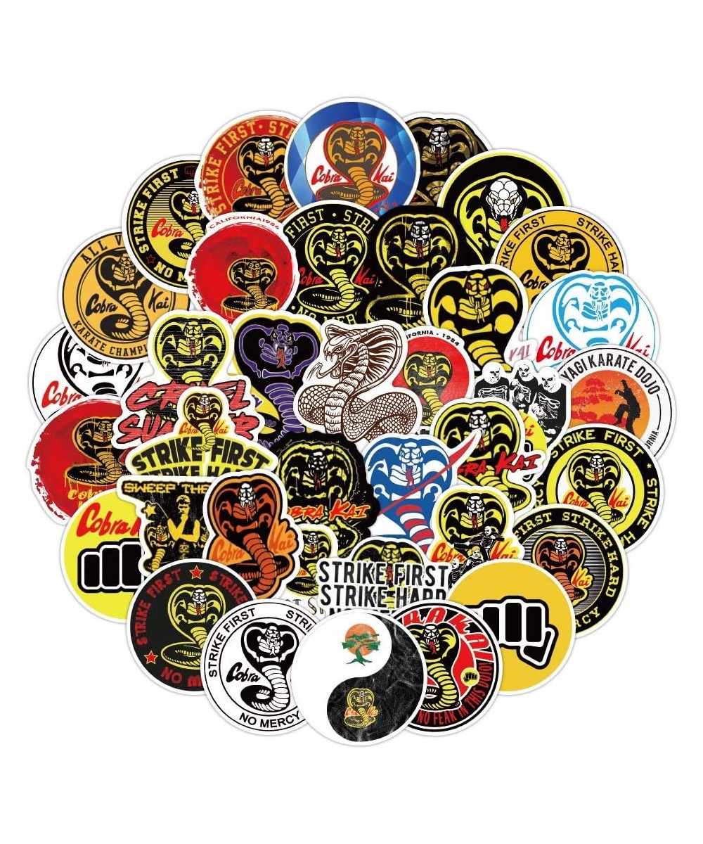 50 Pcs Cobra Stickers for Waterbottles Laptop Phone Skateboard Hydroflasks Cobra Kai Strike First Strike Hard No Mercy Snake ...