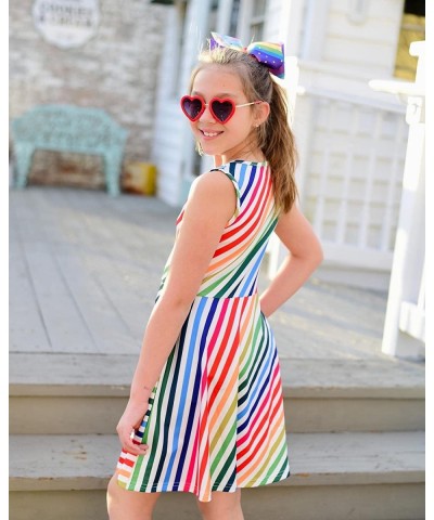 Girls Sleeveless Dress Round Neck Floral Printed Sundress for Casual Home Party Beach 4-12 Years $30.11 Kids' Costumes