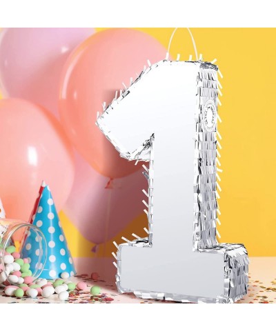 Silver Foil Number Pinata for Kids Birthday Party Small Pinata Themed Party Supplies Christmas Decoration with Silver Blindfo...